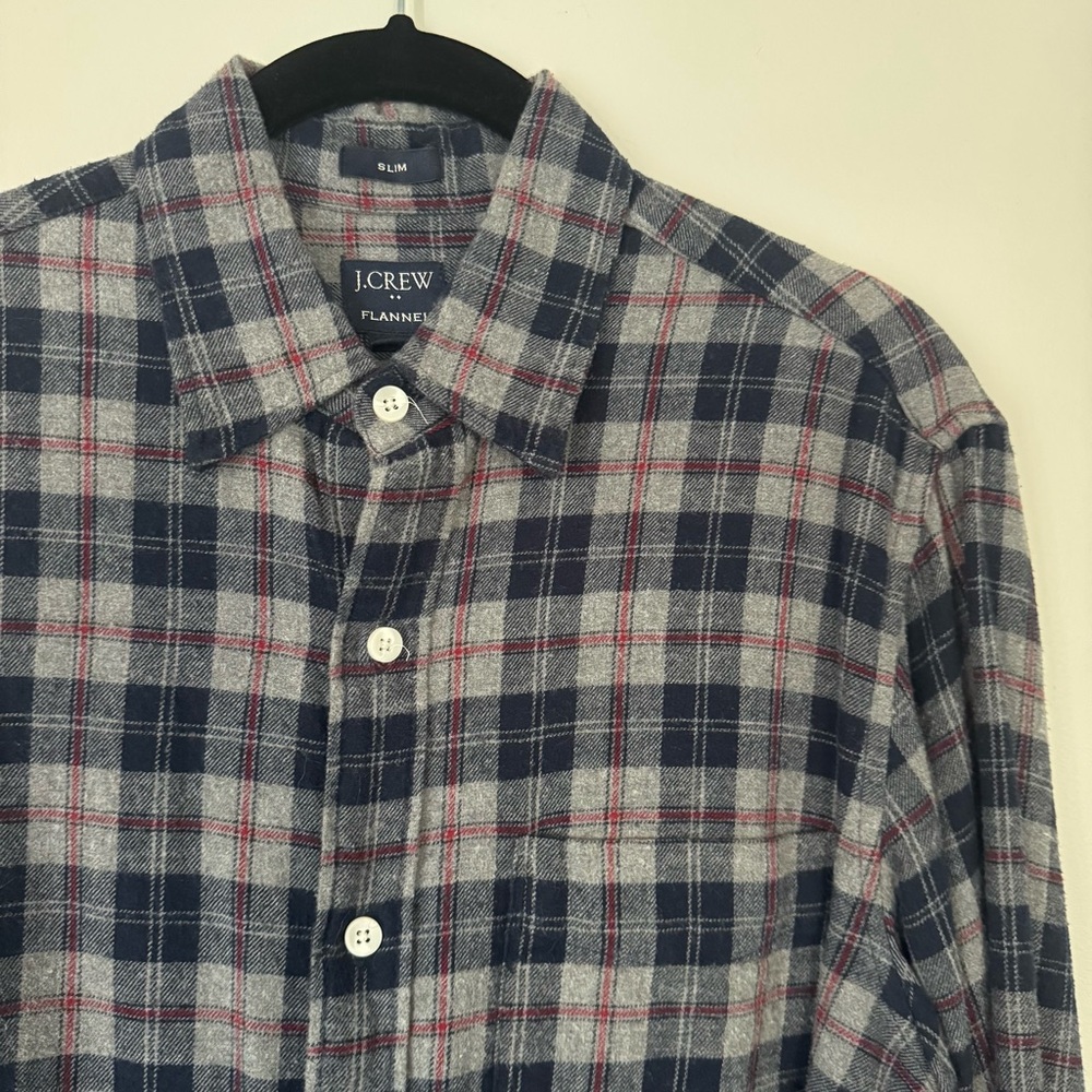 J. Crew Flannel Blue and Red Button Down Slim Small Shirt